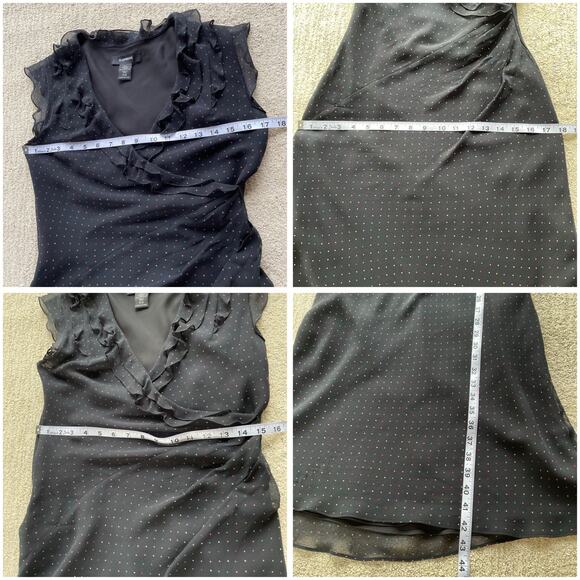 🔥Vintage Y2K Express 100% Silk Polka Dot Faux Wrap Classic Feminine Dress 5/6 - Picture 16 of 16